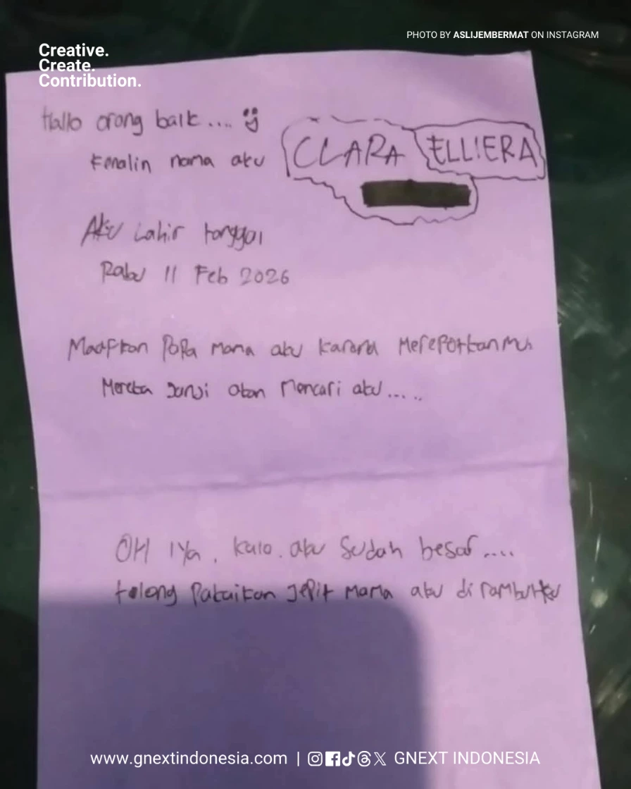 Surat ysng ditemukan bersama bayi
